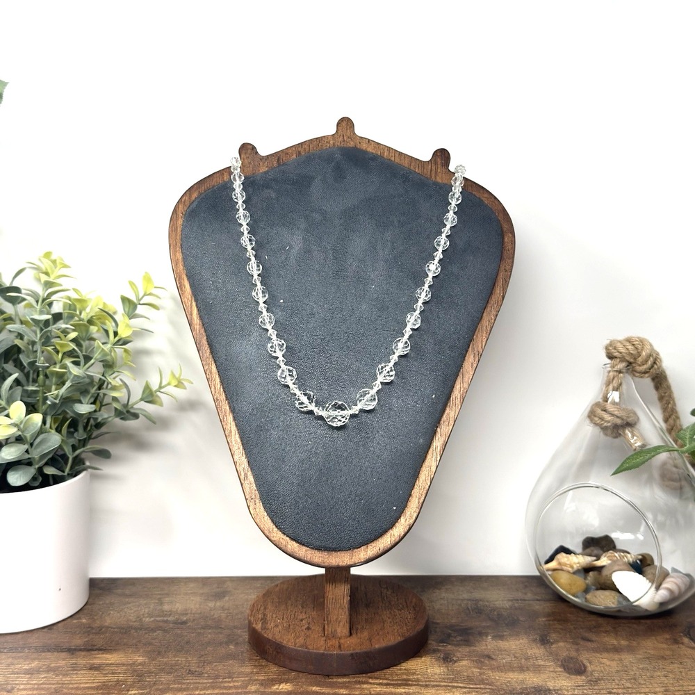 VTG graduated crystal faceted clear bead necklace 21" Fashion Elegant Wedding